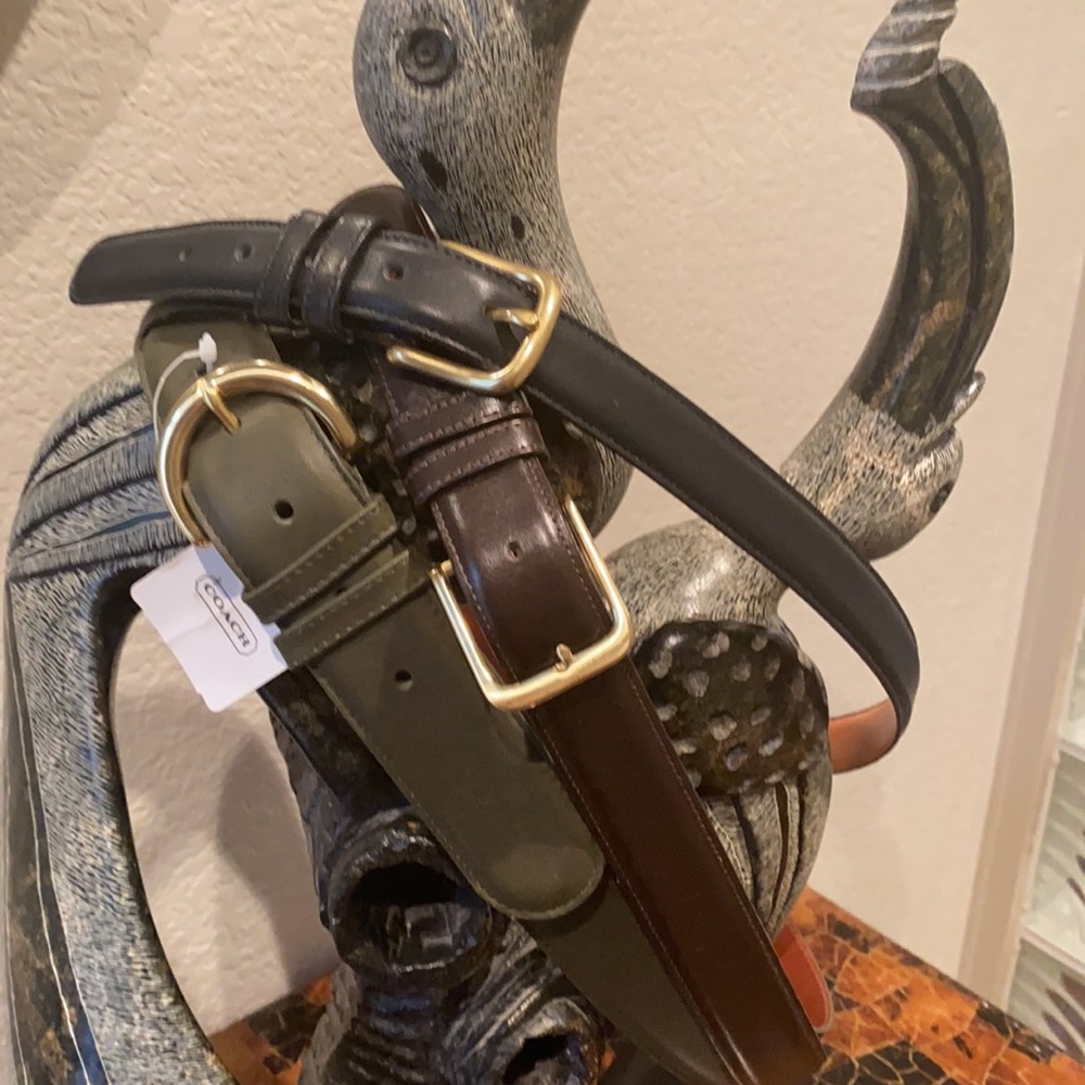 3 COACH BELTS-BLACK, BROWN & GREEN